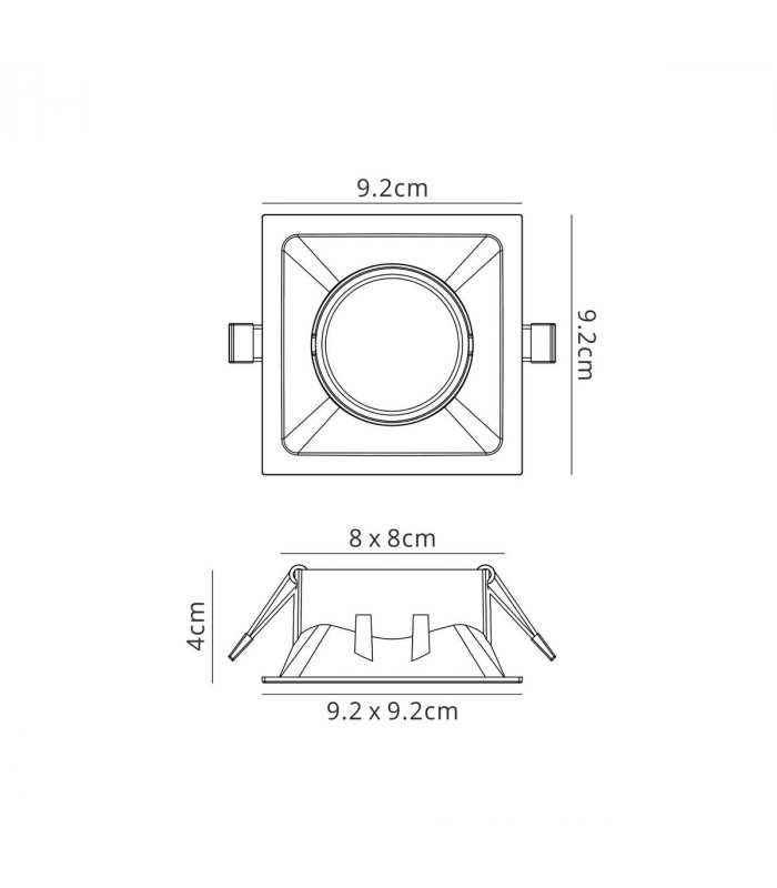 Comfort 9.2cm Square Downlight GU10 Matt Silver Cut Out: 80x80mm Lampholder Included-6