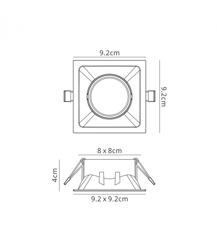 Comfort 9.2cm Square Downlight GU10 Matt White Cut Out: 80x80mm Lampholder Included-6