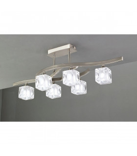 Cuadrax Rectangular Semi Flush 6 Light G9 Satin Nickel-2