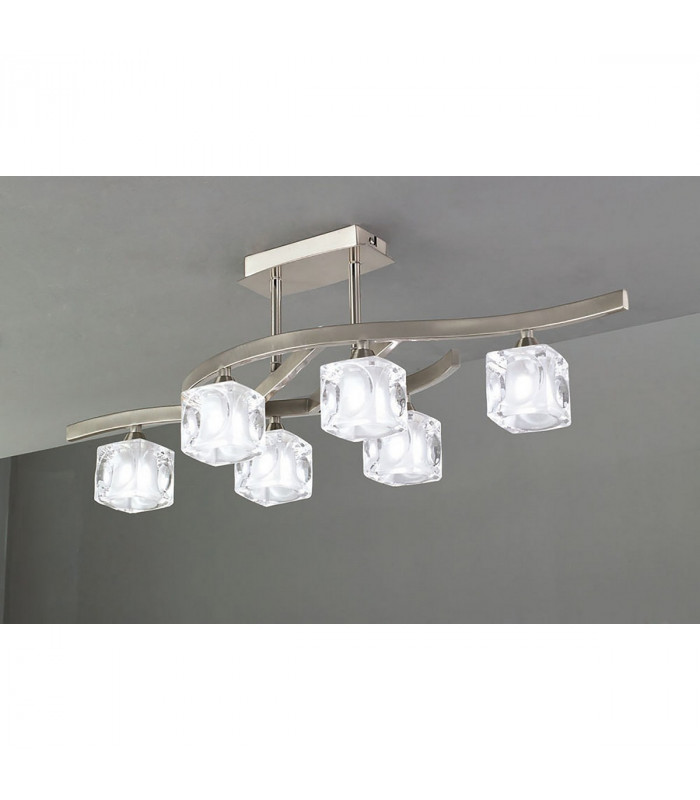 Cuadrax Rectangular Semi Flush 6 Light G9 Satin Nickel-2