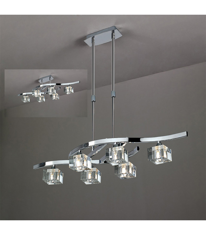 Cuadrax Rectangular Telescopic Convertible To Semi Flush 6 Light G9 Polished Chrome-2