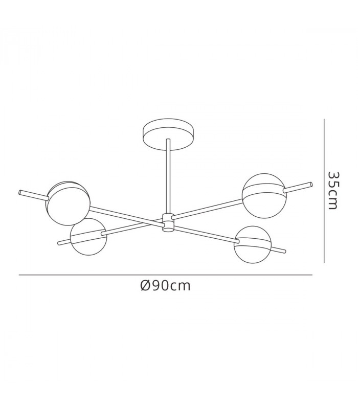 Cuba Ceiling 4 Light, 32W LED, 3000K, 2400lm, Gold/Black, 3yrs Warranty