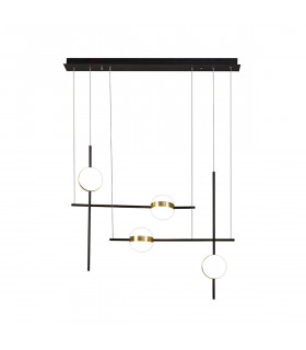 Cuba Criss Cross Linear Pendant 4 Light 32W LED 3000K 2400lm Gold Black 3yrs Warranty-1