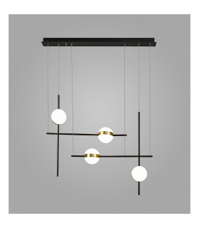 Cuba Criss Cross Linear Pendant 4 Light 32W LED 3000K 2400lm Gold Black 3yrs Warranty-2
