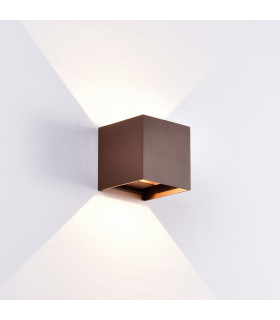 Davos Square Wall Lamp, 2 x 6W LED, 3000K, 1100lm, IP54, Rust Brown, 3yrs Warranty
