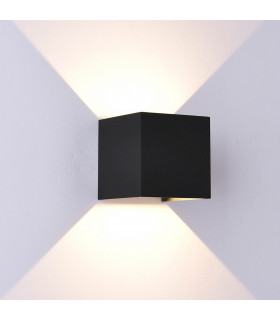 Davos Square Wall Lamp, 2 x 6W LED, 4000K, 1100lm, IP54, Sand Black, 3yrs Warranty
