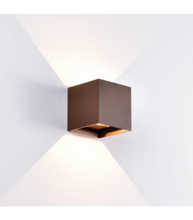 Davos Square Wall Lamp, 2 x 6W LED, 4000K, 1100lm, IP54, Rust Brown, 3yrs Warranty