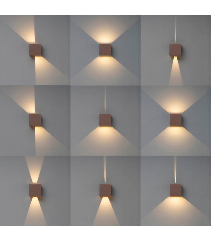 Davos Square Wall Lamp, 2 x 6W LED, 4000K, 1100lm, IP54, Rust Brown, 3yrs Warranty