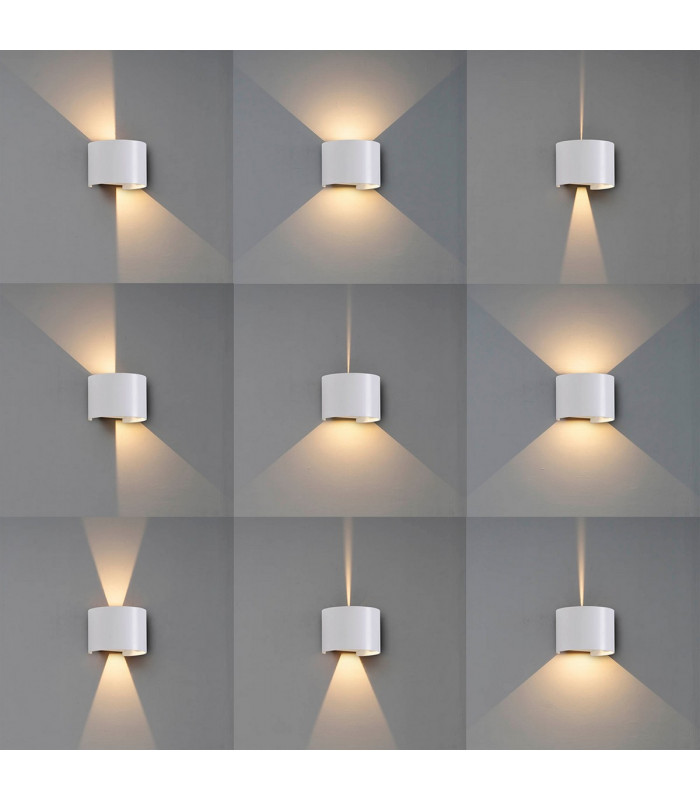 Davos Round Wall Lamp, 2 x 6W LED, 4000K, 1100lm, IP54, Sand White, 3yrs Warranty