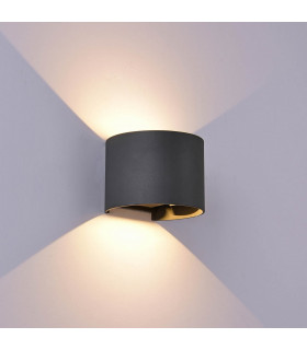 Davos Round Wall Lamp, 2 x 6W LED, 4000K, 1100lm, IP54, Anthracite, 3yrs Warranty