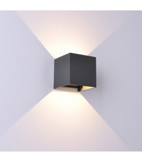 Davos Square Wall Lamp, 2 x 6W LED, 3000K, 1100lm, IP54, Sand Black, 3yrs Warranty