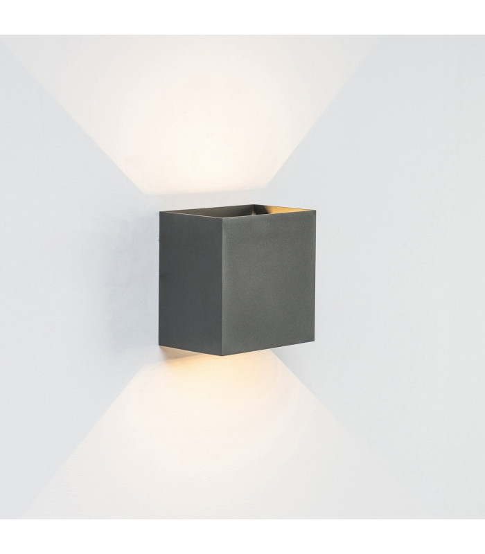 Davos XL Square Wall Lamp 2x10W LED 3000K 1830lm IP65 Anthracite 3yrs Warranty-2