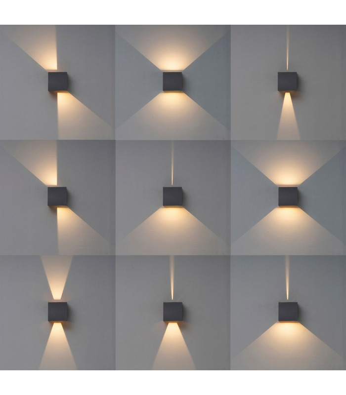 Davos XL Square Wall Lamp 2x10W LED 3000K 1830lm IP65 Anthracite 3yrs Warranty-8