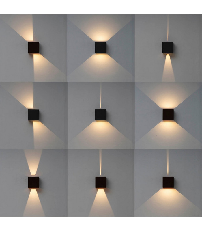 Davos XL Square Wall Lamp 2x10W LED 4000K 1830lm IP65 Sand Black 3yrs Warranty-8