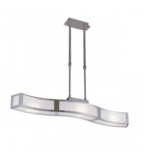 Duna E27 Linear Pendant 3 Light L1 Bar Polished Chrome White Acrylic CFL Lamps INCLUDED-1