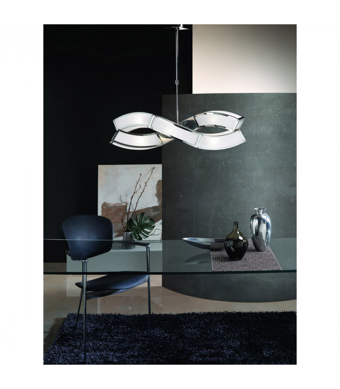 Duna E27 Linear Pendant 3 Light L1 Bar Polished Chrome White Acrylic CFL Lamps INCLUDED-3