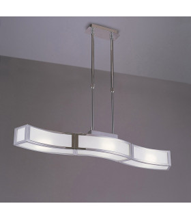 Duna GU10 Linear Pendant 3 Light L1 SGU10 Bar Polished Chrome White Acrylic CFL Lamps INCLUDED-2
