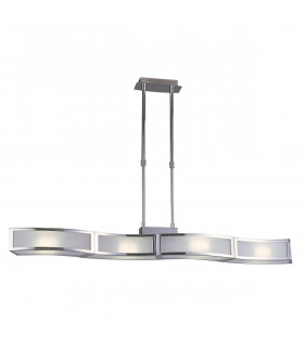 Duna GU10 Linear Pendant 4 Light L1 SGU10 Bar Polished Chrome White Acrylic CFL Lamps INCLUDED-1