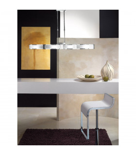 Duna GU10 Linear Pendant 4 Light L1 SGU10 Bar Polished Chrome White Acrylic CFL Lamps INCLUDED-2