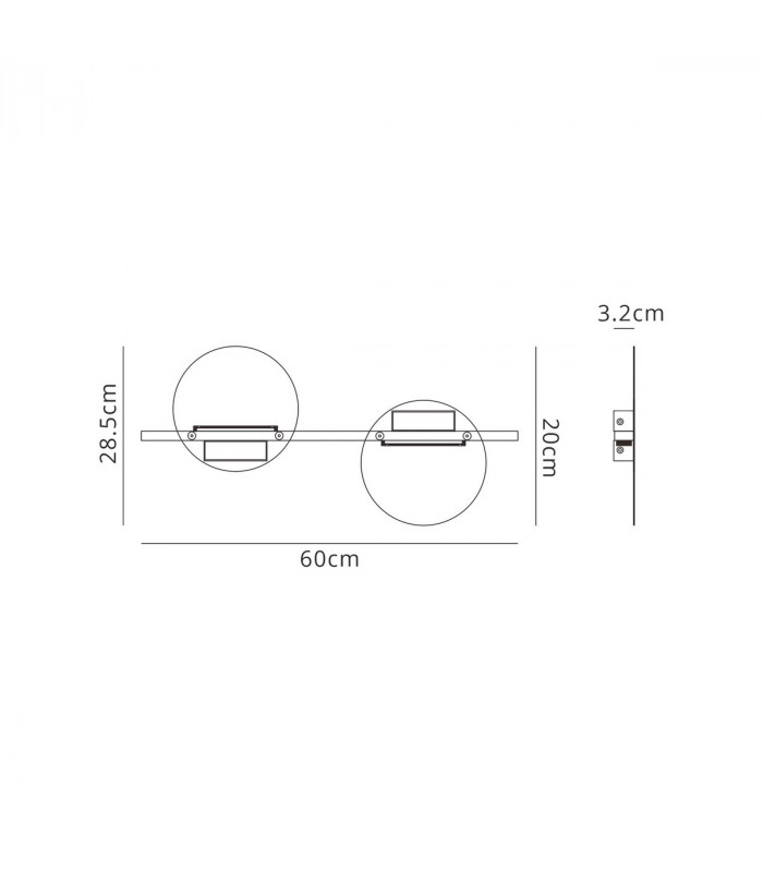 Eris 2 Light Wall Lamp 16W LED 3000K 1280lm White 3yrs Warranty-6