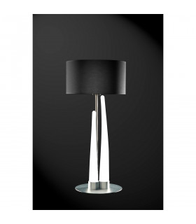 Estalacta Table Lamp 3 Light GU10 Indoor, Silver/Opal White With Black Shade