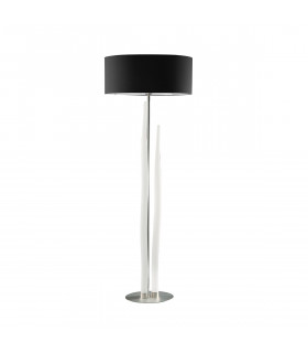 Estalacta Floor Lamp 3 Light GU10 Indoor, Silver/Opal White With Black Shade