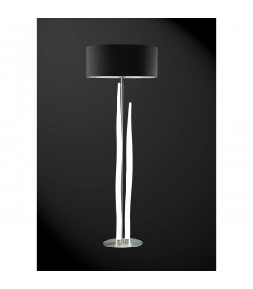 Estalacta Floor Lamp 3 Light GU10 Indoor, Silver/Opal White With Black Shade