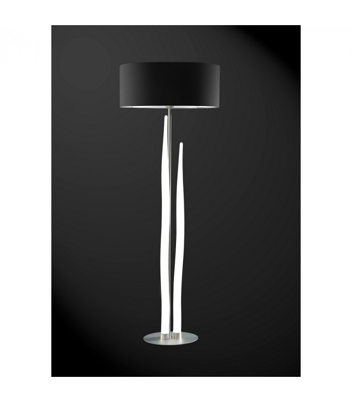 Estalacta Floor Lamp 3 Light GU10 Indoor, Silver/Opal White With Black Shade