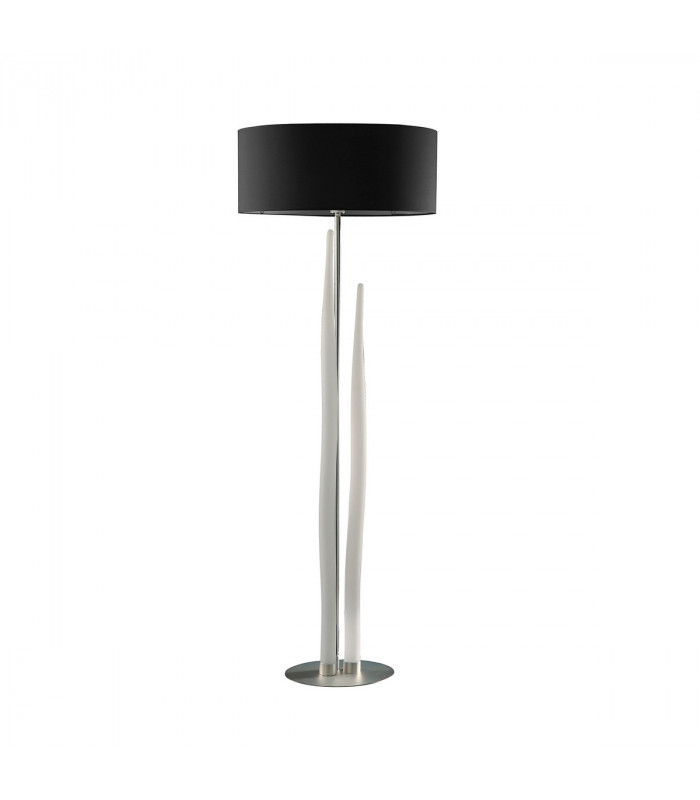Estalacta Floor Lamp 3 Light GU10 Indoor, Silver/Opal White With Black Shade