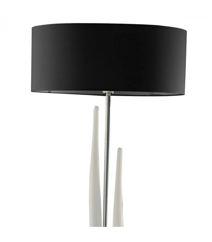 Estalacta Floor Lamp 3 Light GU10 Indoor, Silver/Opal White With Black Shade