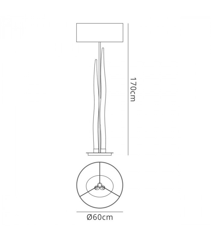 Estalacta Floor Lamp 3 Light GU10 Indoor, Silver/Opal White With Black Shade