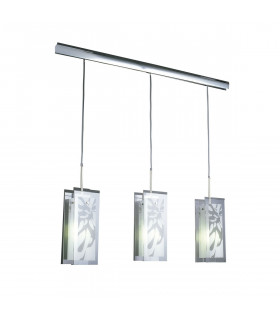 Euphoria Linear Pendant 3 Light L1/SGU10 Polished Chrome/Opal White Glass CFL Lamps INCLUDED-1