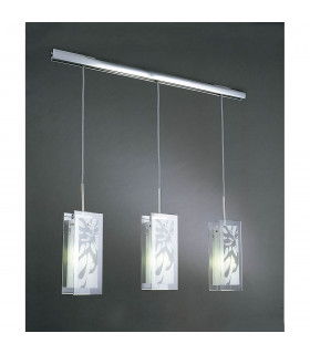 Euphoria Linear Pendant 3 Light L1/SGU10 Polished Chrome/Opal White Glass CFL Lamps INCLUDED-2