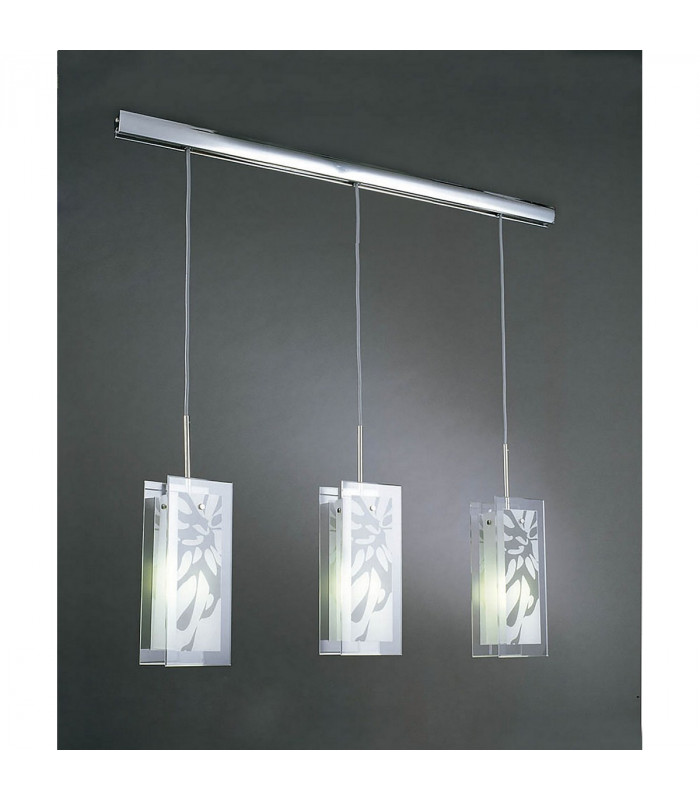 Euphoria Linear Pendant 3 Light L1/SGU10 Polished Chrome/Opal White Glass CFL Lamps INCLUDED-2