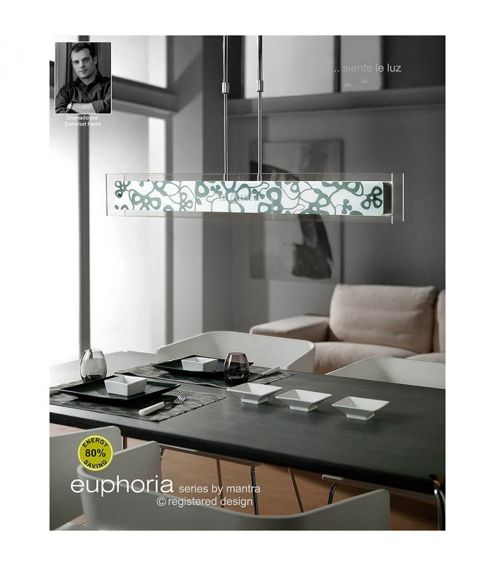 Euphoria Linear Pendant 3 Light L1/SGU10 Polished Chrome/Opal White Glass CFL Lamps INCLUDED-3