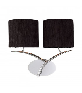 Eve Wall Lamp 2 Light E27 Polished Chrome With Black Oval Shades-1