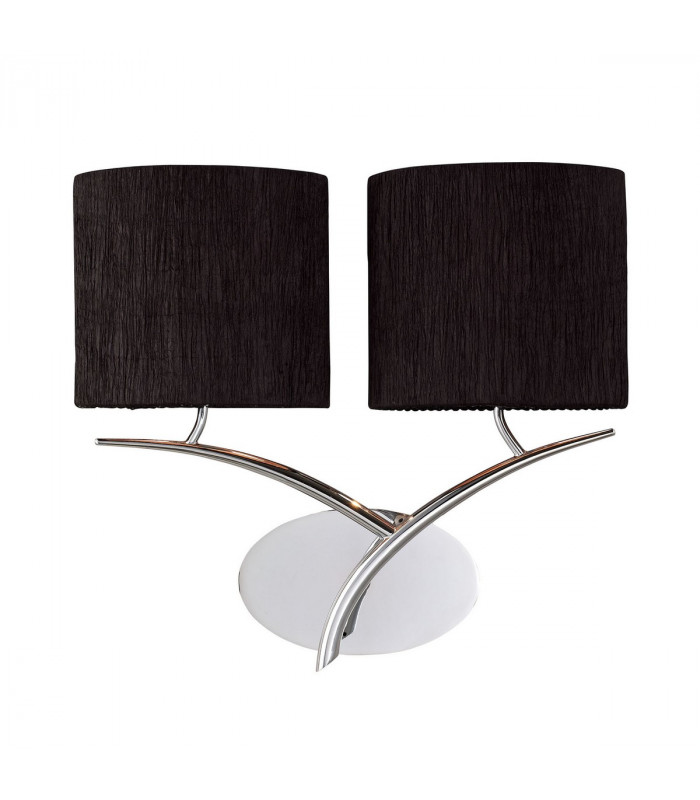 Eve Wall Lamp 2 Light E27 Polished Chrome With Black Oval Shades-1