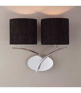 Eve Wall Lamp 2 Light E27 Polished Chrome With Black Oval Shades-2