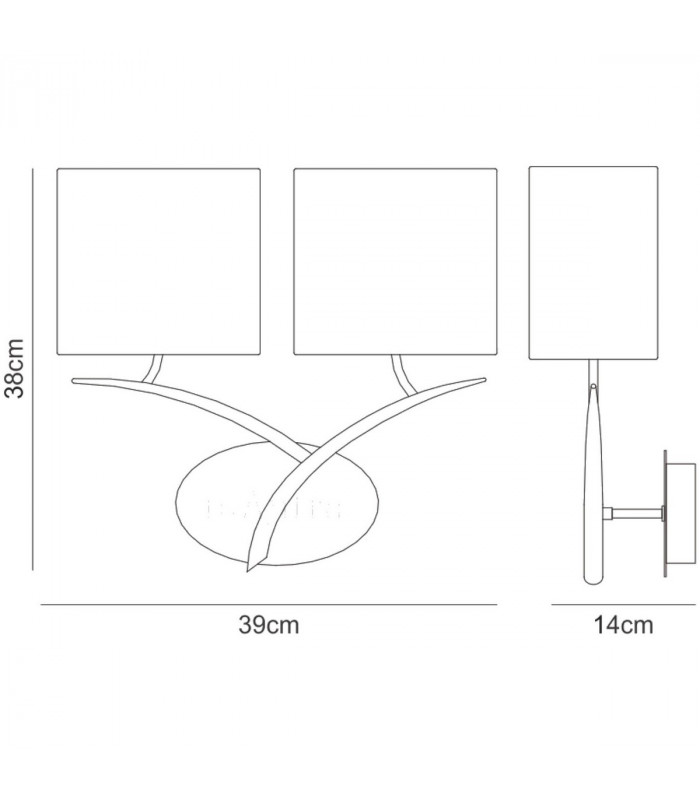 Eve Wall Lamp 2 Light E27 Polished Chrome With Black Oval Shades-10