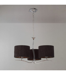 Eve Pendant 3 Light E27 Polished Chrome With Black Round Shades-2