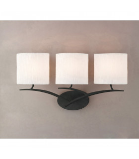 Eve Wall Lamp Switched 3 Light E27 Anthracite With White Oval Shades-2