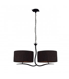 Eve Linear Pendant 2 Arm 4 Light E27 Anthracite With Black Oval Shades-1