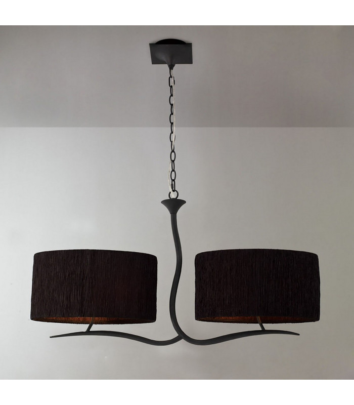 Eve Linear Pendant 2 Arm 4 Light E27 Anthracite With Black Oval Shades-2