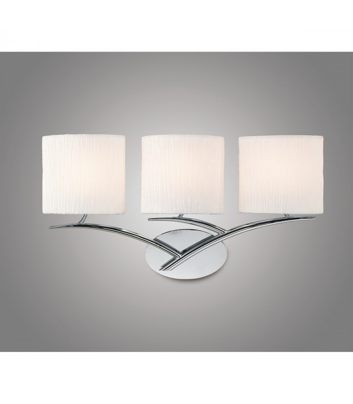 Eve Wall Lamp 3 Light E27 Polished Chrome With White Oval Shades-2