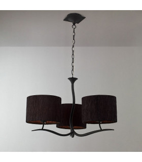 Eve Pendant 3 Light E27 Anthracite With Black Round Shades-2
