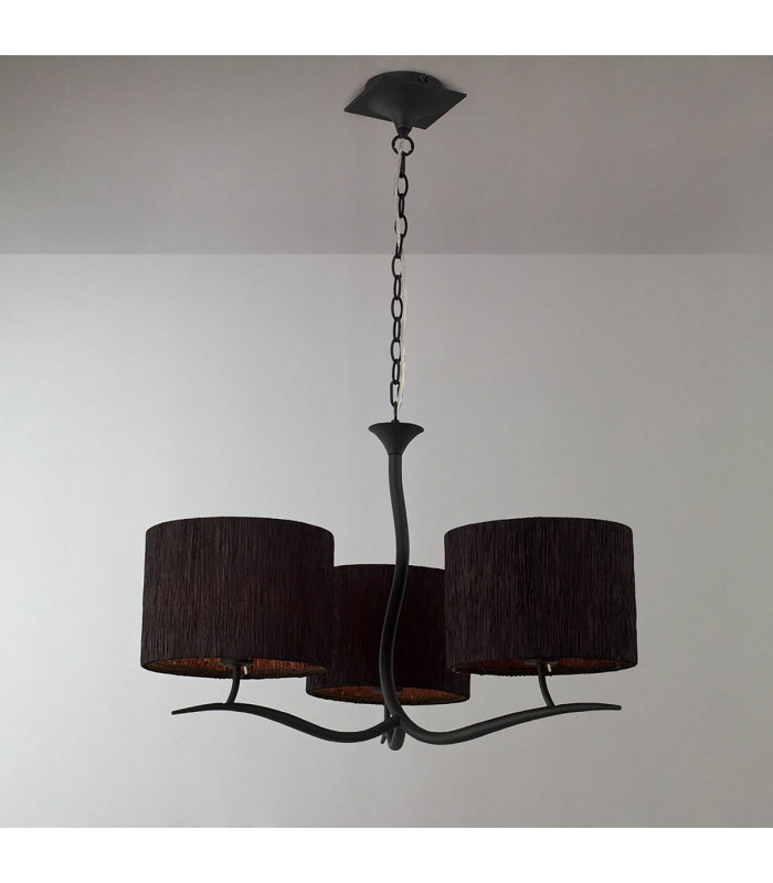 Eve Pendant 3 Light E27 Anthracite With Black Round Shades-2