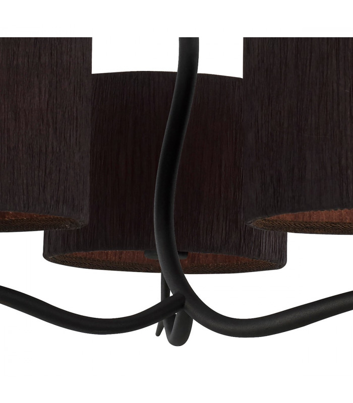 Eve Pendant 3 Light E27 Anthracite With Black Round Shades-5