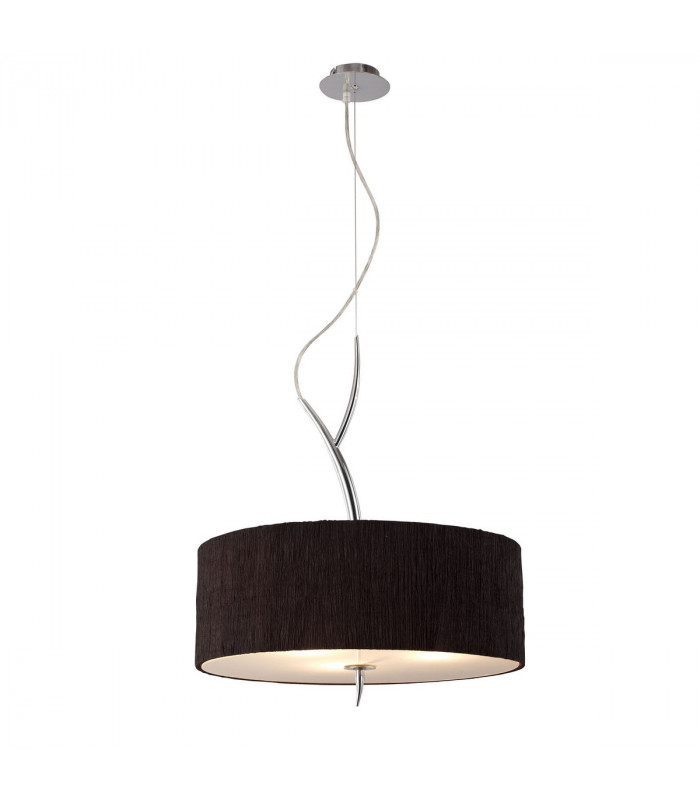 Eve Pendant 3 Light E27 Polished Chrome With Black Round Shade-1