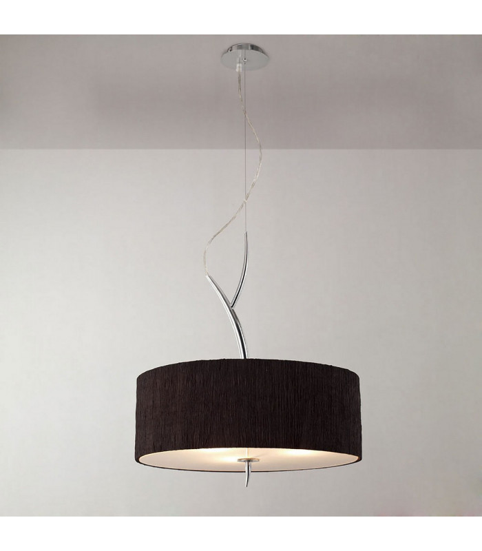 Eve Pendant 3 Light E27 Polished Chrome With Black Round Shade-2