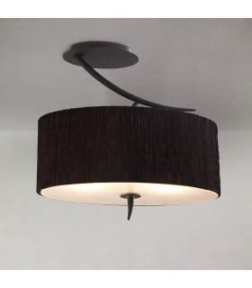Eve Semi Flush 2 Light E27 Anthracite With Black Oval Shade-2
